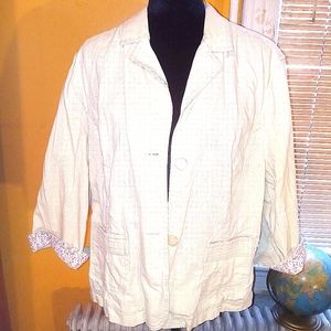 Short Beige Cotton Jacket 3/4 Sleeves